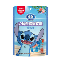 Amos's Stitch 4D Gummy Candy in Blueberry & Peach flavor 60g