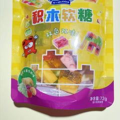 Amos Dual-Flavor Building Block Gummy Candy - Fruit and Milk Flavors 72g