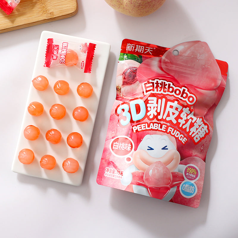 XingQiTian White Peach Peelable Gummy Candy 75g – Yumsbox