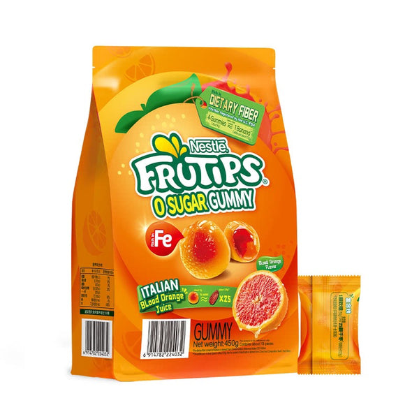 Nestlé Frutips Zero Sugar Gummy - Italian Blood Orange Flavor 450g